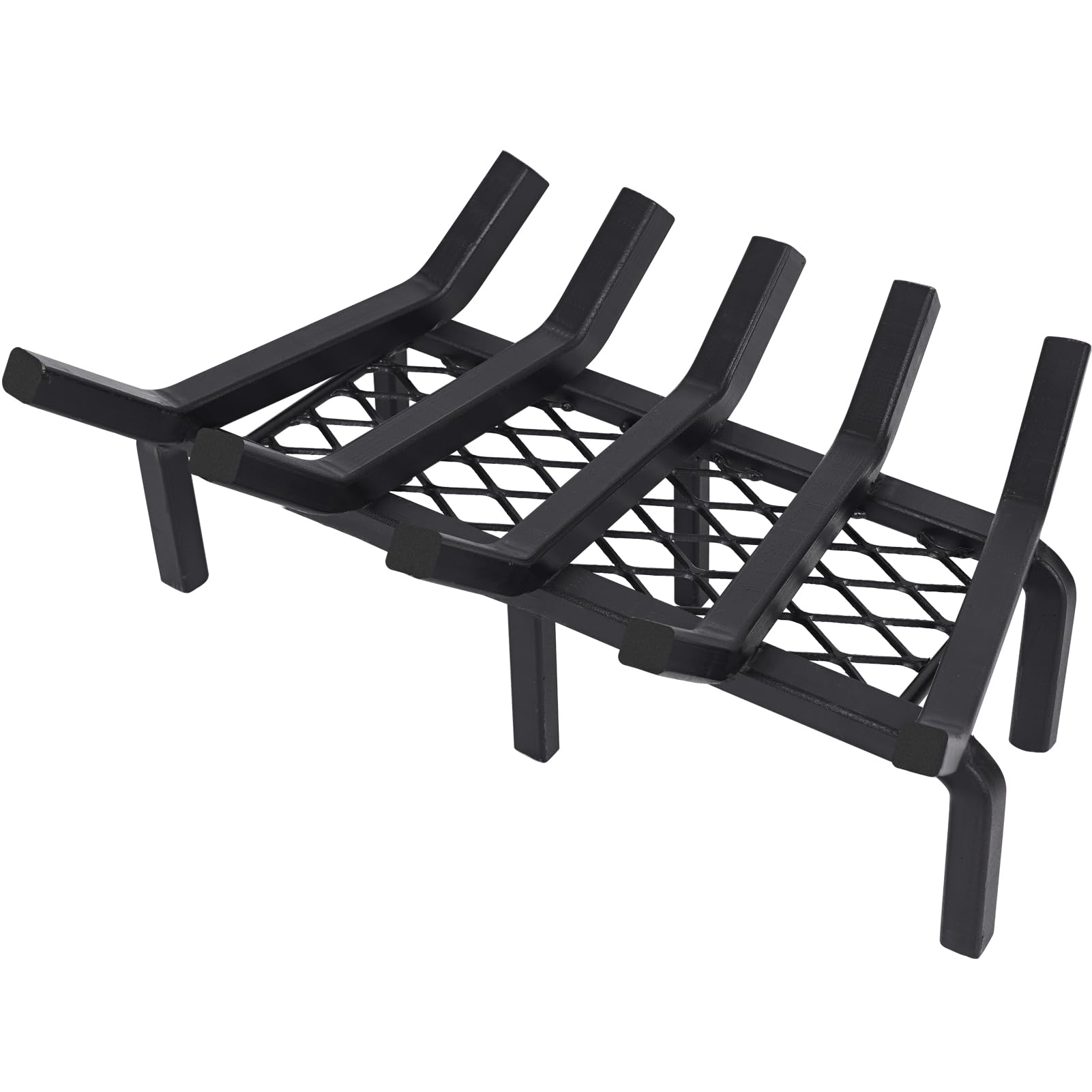 Front. JETRANSPORT - 17 Inch Fireplace Grate With Ember Retainer Cast Iron Log Holder Heavy Duty Solid Steel Wood Stove Wrought - 17 INCH.