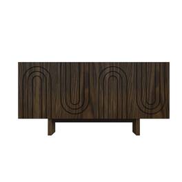 Boyel Living - Dark 4-Door 62.99 in. Wood Grain Buffet Sideboard with MDF Legs For Living Room and Kitchen-Dining Room - Brown