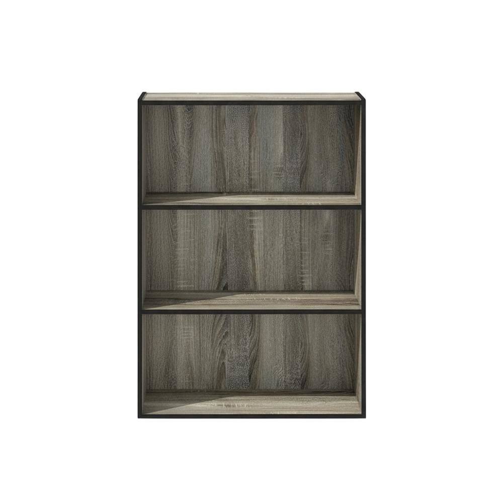 Back. FurniFact - Engineered Wood bookcase with simple design for home or office storage - French Oak.