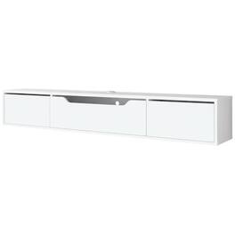 FurniFact - White Wall-Mounted TV Stand, Up to 80 Inch Screens, Engineered Wood Material - Brown