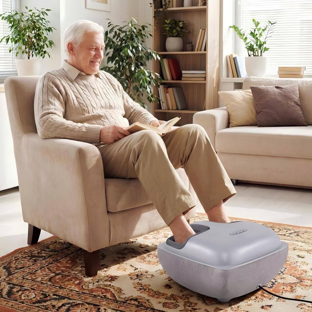 Alt View 1. HONGGE - Shiatsu Foot Massager with 3-Level Deep Kneading and Air Compression - Gray.