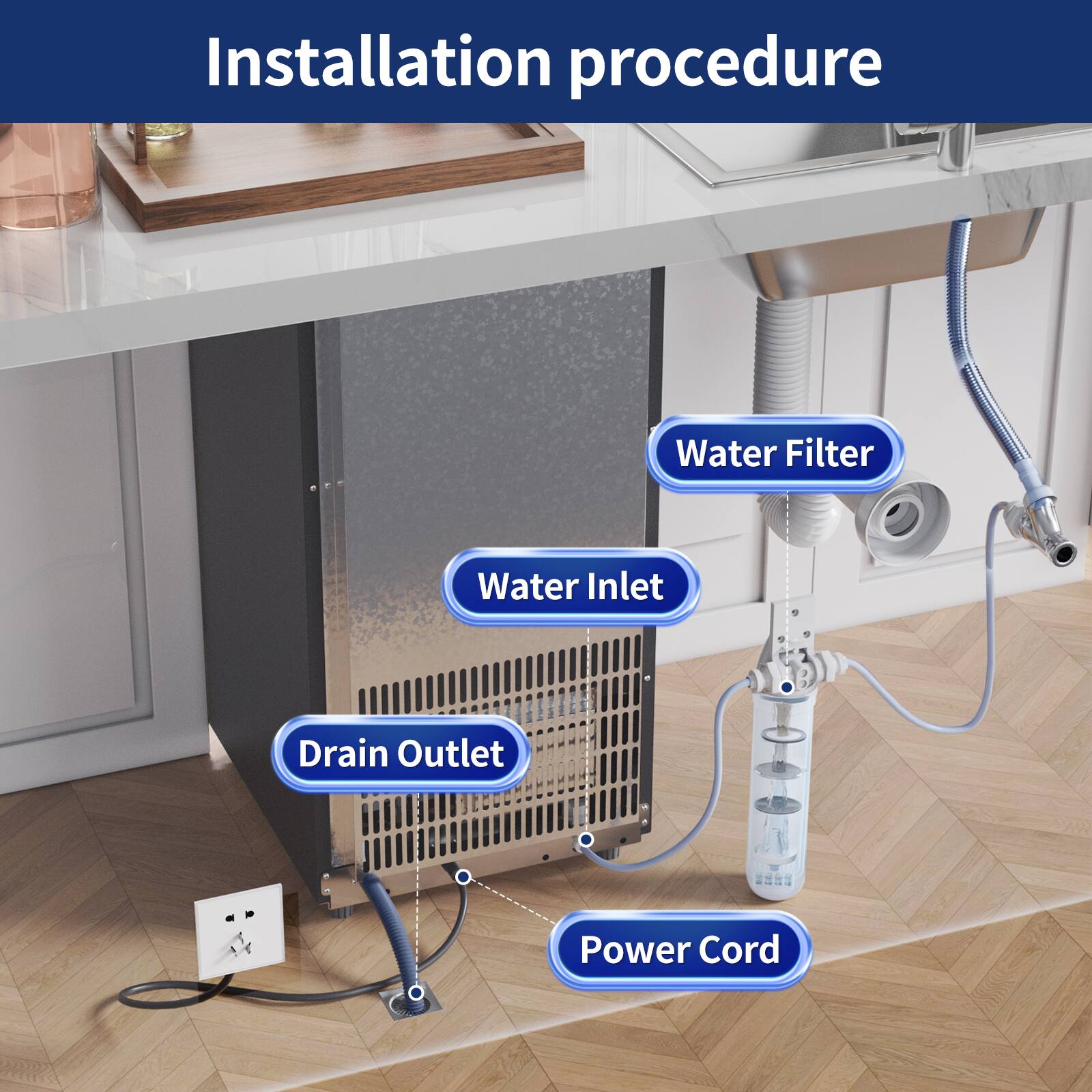 Installation procedure
Water Filter
Water Inlet
Drain Outlet
Power Cord