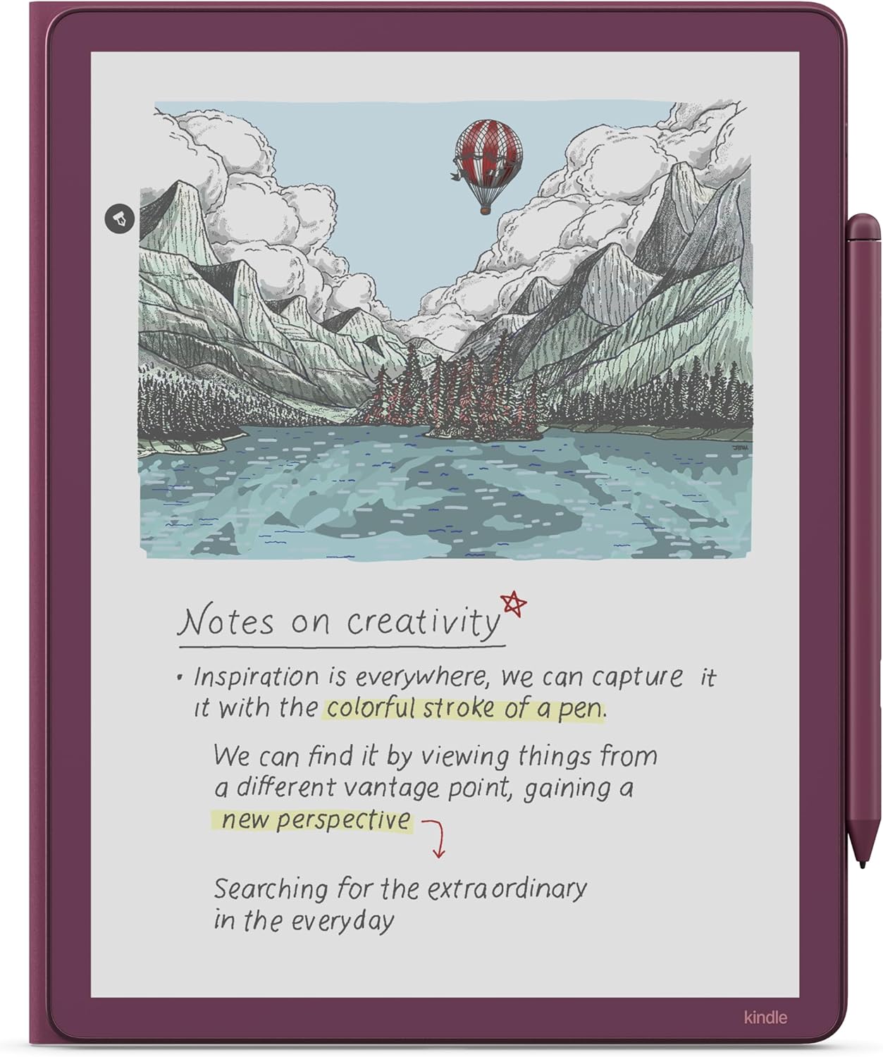 Notes on creativity

- Inspiration is everywhere, we can capture it with the colorful stroke of a pen.
- We can find it by viewing things from a different vantage point, gaining a new perspective.
- Searching for the extraordinary in the everyday