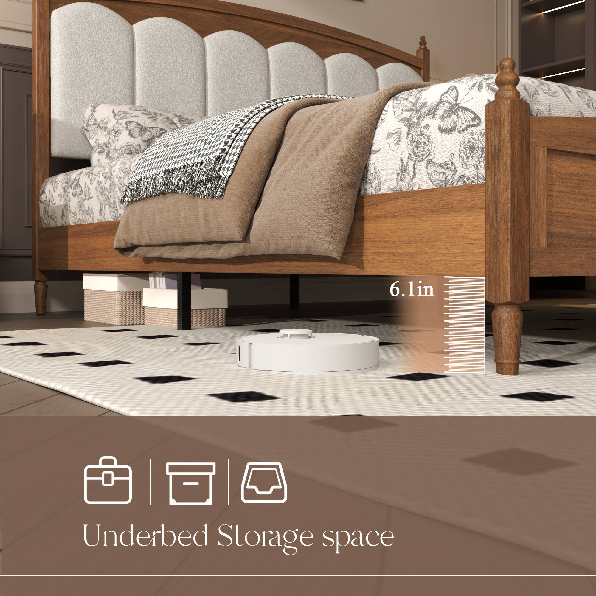 6.1in  
Underbed Storage space