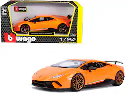 Lamborghini Huracan Performante Orange Metallic 1/24 Diecast Model Car by Bburago - Metallic Orange