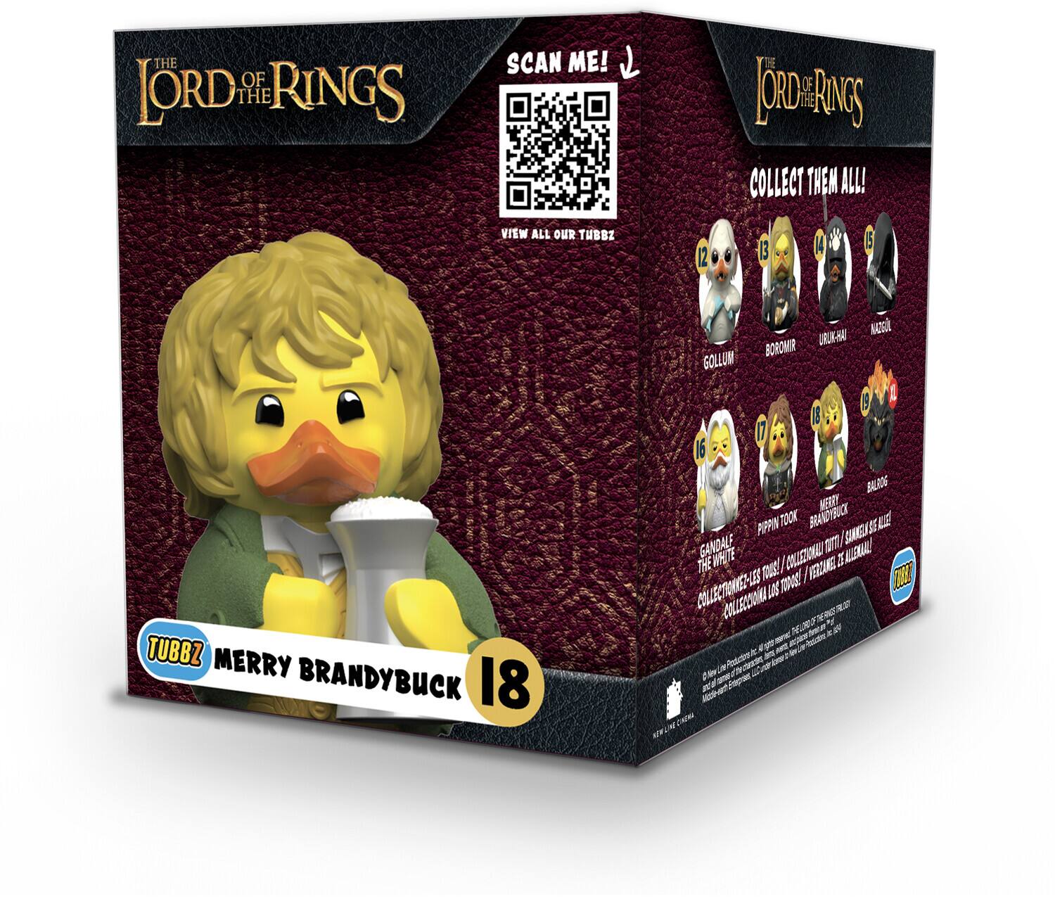 The text on the image is:

"THE LORD OF THE RINGS SCAN ME! COLLECT THEM ALL! VIEW ALL OUR TUBBZ 12 13 14 15 TUBBZ MERRY BRANDYBUCK 18 GOLLUM BOROMIR GOLLUM 16 BALROD VERHEY PIPPIN TOOK BRANDYBUCK ME GANDALF THE WHOLE COLLECTION! TIA COLLECTONNEL-LE3 COLLECOONA 10 0 K N i est a AR ARSICOO am LN A V CHER OF"

Corrected and grouped text:

"THE LORD OF THE RINGS SCAN ME! COLLECT THEM ALL! VIEW ALL OUR TUBBZ: 12, 13, 14, 15, 16, 17, 18. TUBBZ: MERRY BRANDYBUCK, GOLLUM, BOROMIR, GOLLUM, BALROD, VERHEY, PIPPIN TOOK, BRANDYBUCK, ME, GANDALF. THE WHOLE COLLECTION! TIA COLLECTONNEL-LE3 COLLECOONA 10 0 K N i est a AR ARSICOO am LN A V CHER OF"