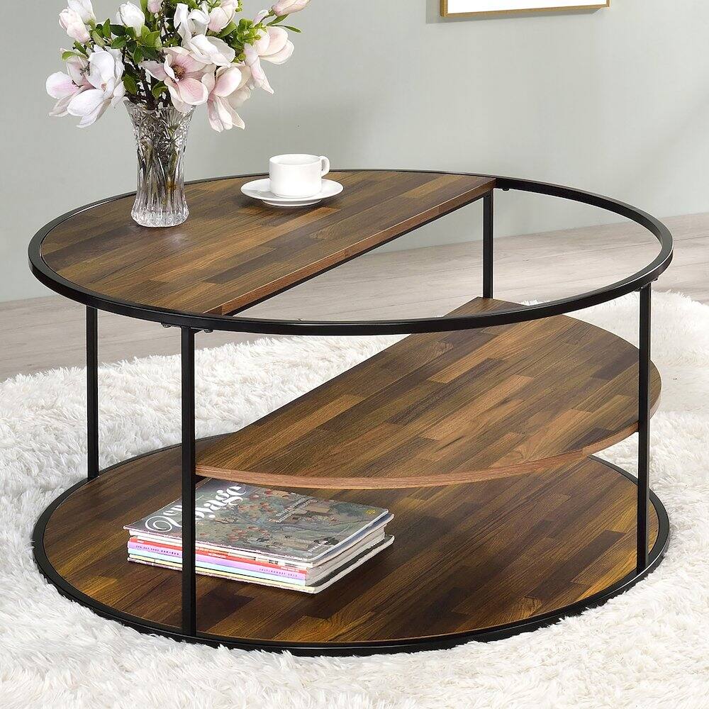 Alt View 3. Furniture of America - Marquesa Contemporary Wood Round Coffee Table - Black.