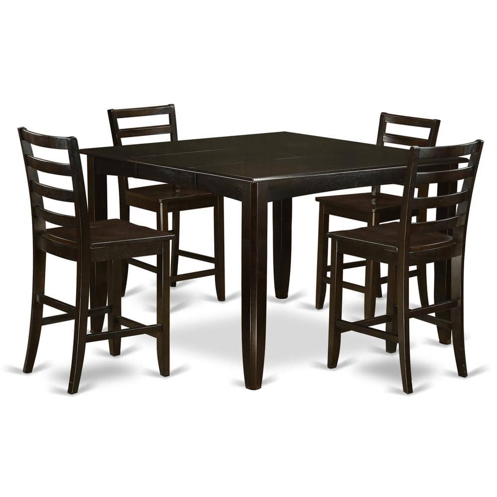 East West Furniture - 5 PC pub Table set- Square Table and 4 Kitchen counter Chairs - Cappuccino price history on PriceWatchPro