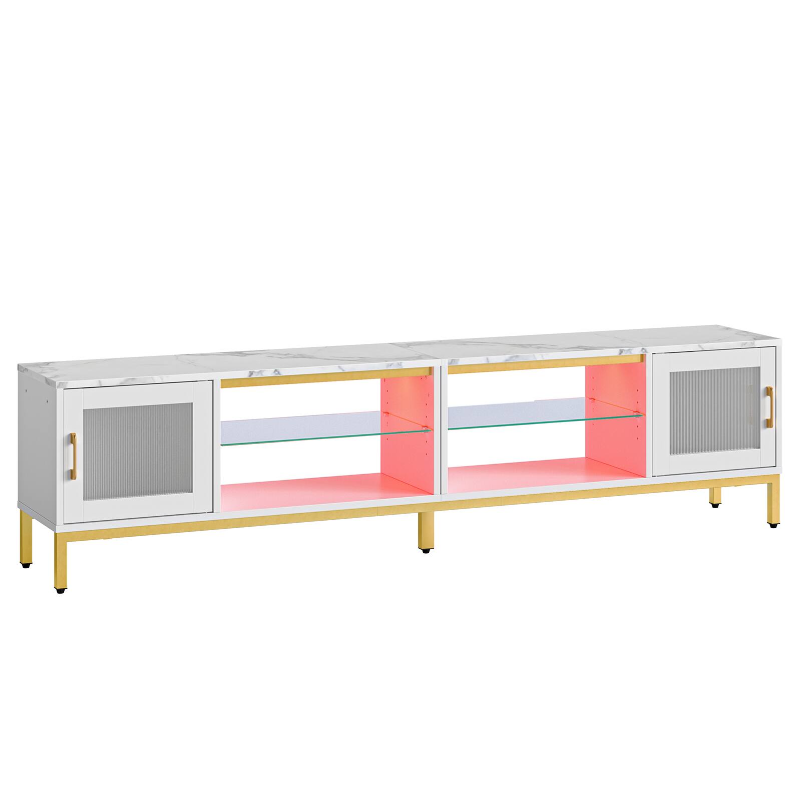 Alt View 6. Bestier - Bestier 80-Inch TV Stand 4-in-1 Gaming Entertainment Center with LED Lights Modern Media Console - White.