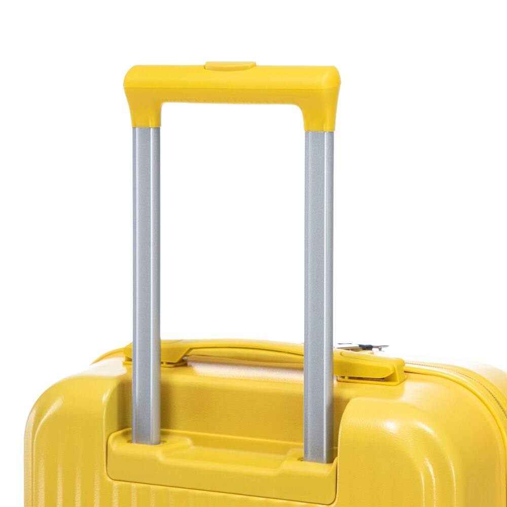 Alt View 6. Ropilly - Ropilly 2 Piece Luggage Set Front Opening Carry On Luggage 20" Suitcase with 14" Cosmetic Case ABS Yellow - Yellow.