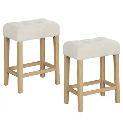 Front. Costway - Costway Counter Height Bar Stools Set of 2 with Rubber Wood Legs Footrest Modern for Home - Beige.