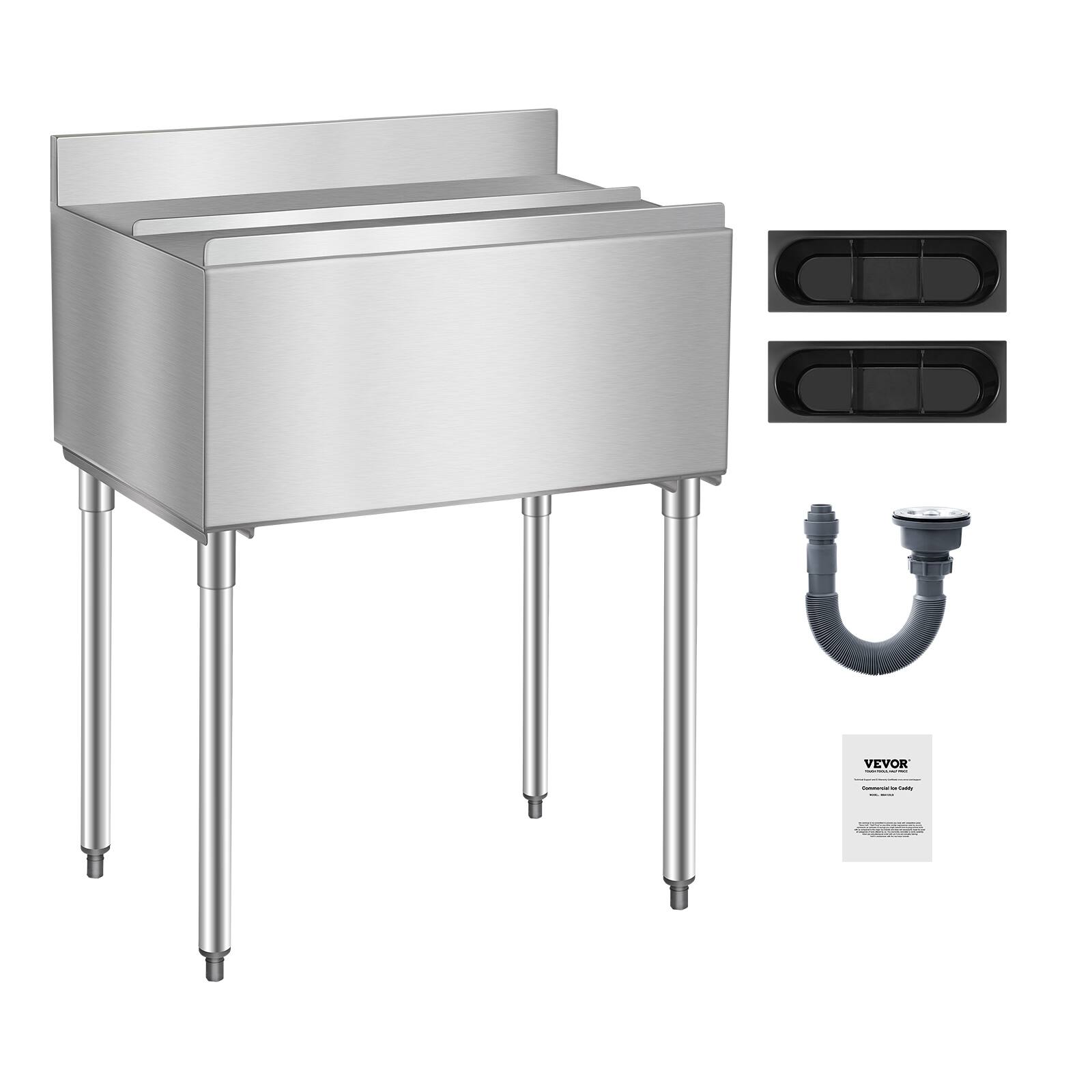 Alt View 5. VEVOR - Commercial Ice Bin, 95.3L Underbar Ice Bin, 35.9 x 19 x 37 in Stainless Steel Ice Chest with Sliding Lid, Bottle Holders - stainless steel color.