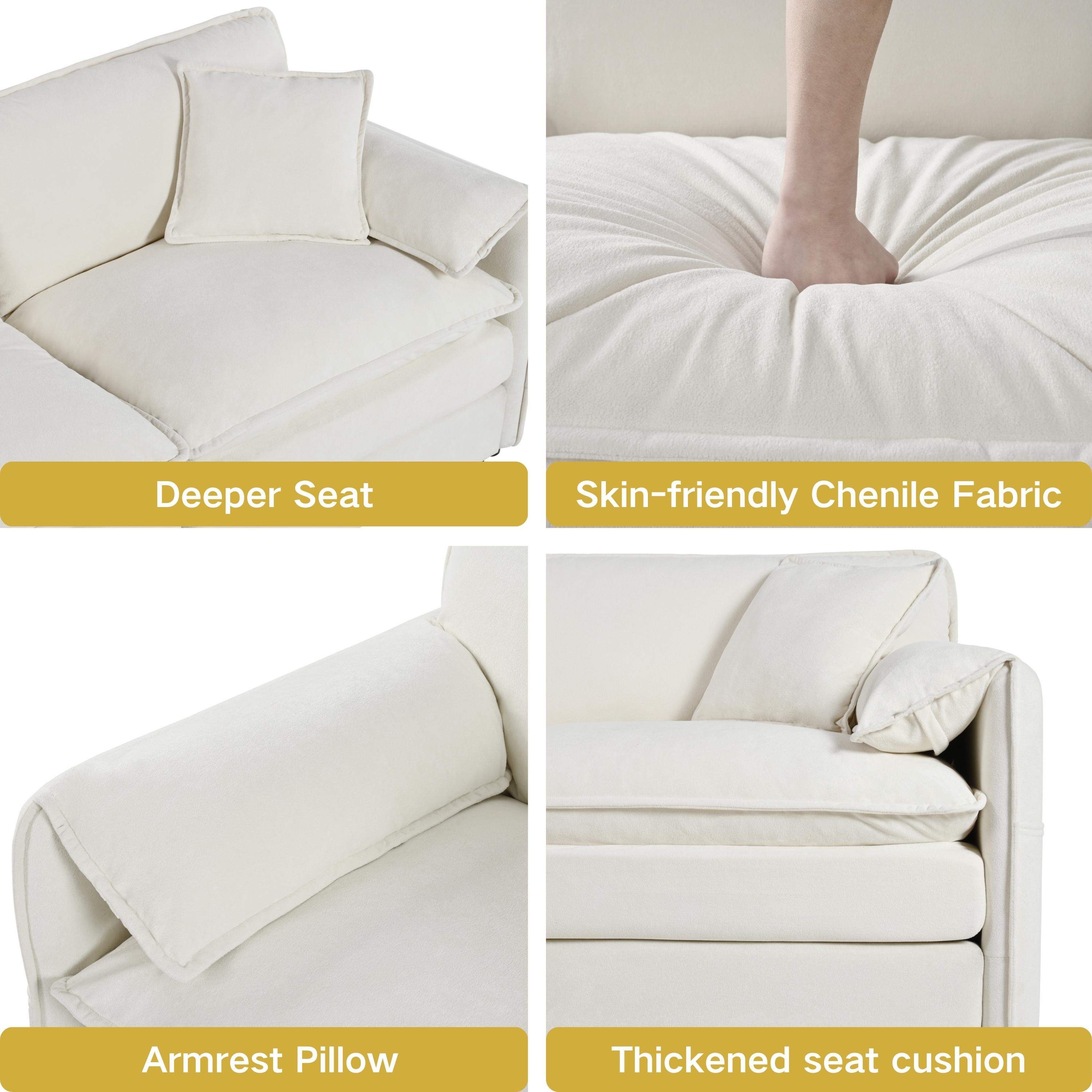 - Deeper Seat
- Skin-friendly Chenile Fabric
- Armrest Pillow
- Thickened seat cushion