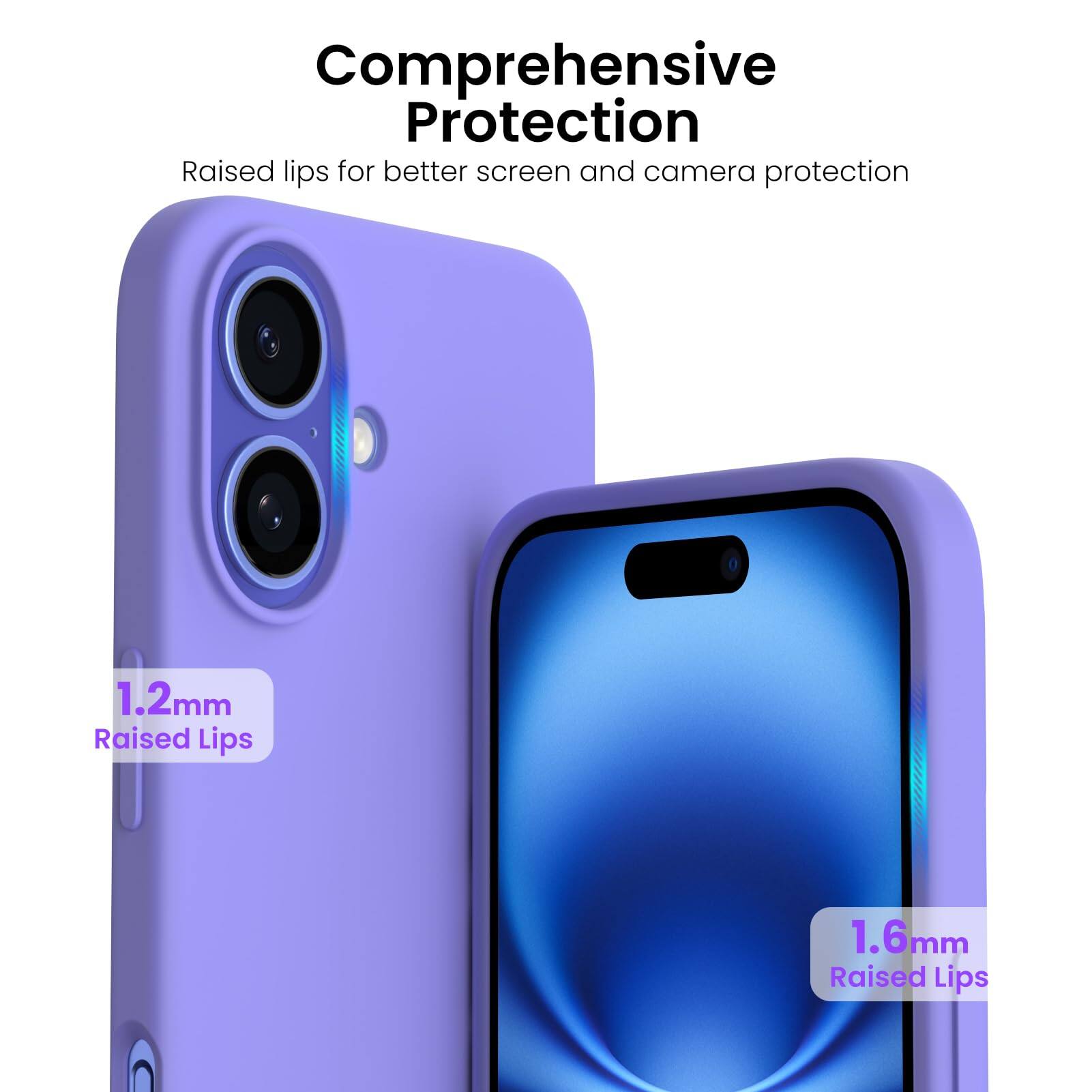 Comprehensive Protection
Raised lips for better screen and camera protection
1.2mm Raised Lips
1.6mm Raised Lips