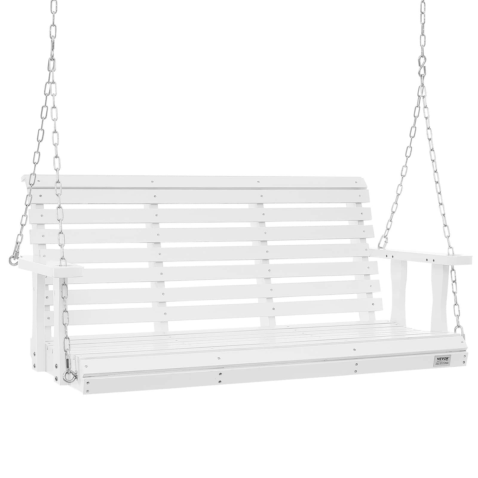 VEVOR - Wooden Porch Swing 4.5 ft, Patio bench swing for Courtyard & Garden, Upgraded 880 lbs Strong Load Capacity - White