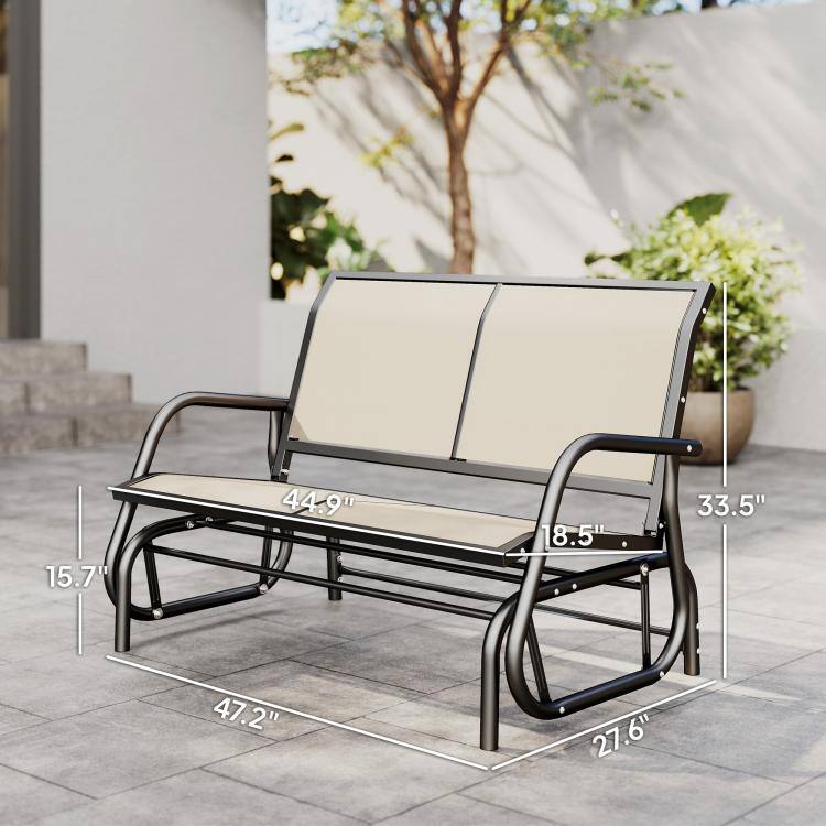 PULUZ 2 Person Outdoor Glider Bench, Patio Double Swing Rocking Chair ...