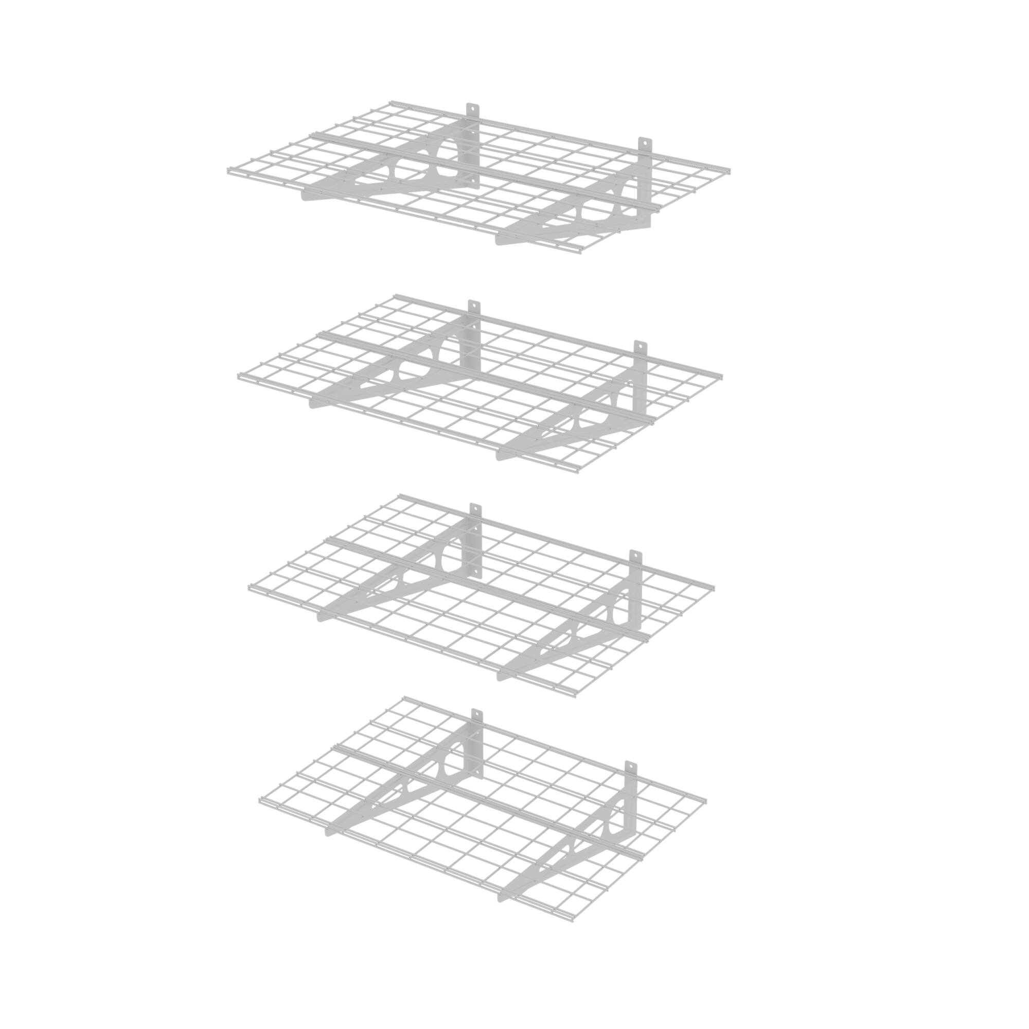 Fleximounts - 4-Pack 36 in. x 12 in. Steel Garage Wall Shelf with Brackets - White