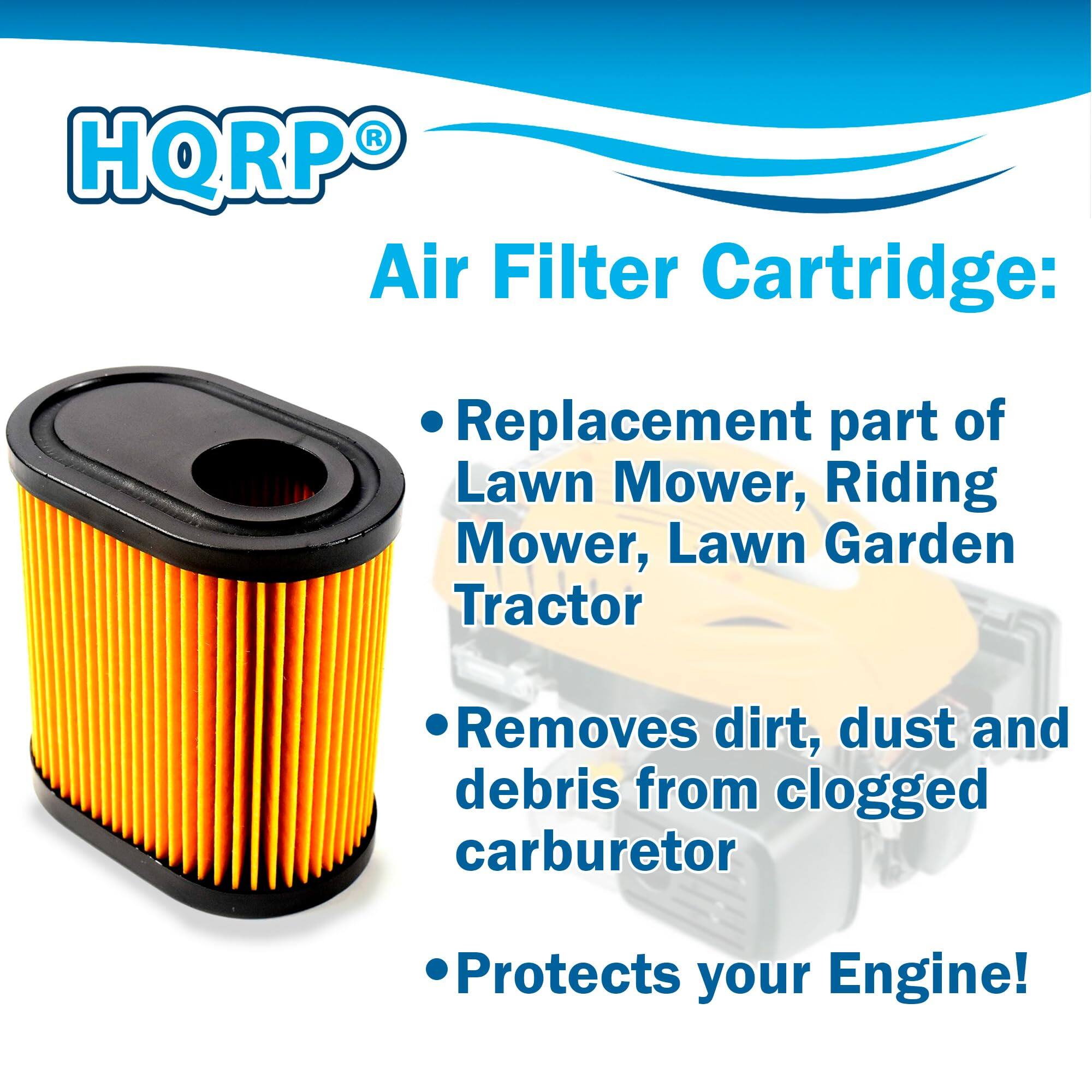 HQRP® Air Filter Cartridge:  
- Replacement part of Lawn Mower, Riding Mower, Lawn Garden Tractor  
- Removes dirt, dust and debris from clogged carburetor  
- Protects your Engine!