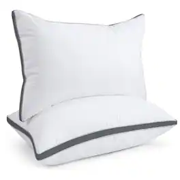 Skar Audio - Pillows Queen Of 2 Hotel Quality Down Alternative Gusseted Bed For Side Or Sleepers - Dark Grey Queen Plush