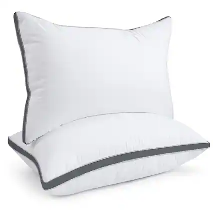 Front. Skar Audio - Pillows Queen Of 2 Hotel Quality Down Alternative Gusseted Bed For Side Or Sleepers - Dark Grey Queen Plush.