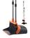 Front. VEVOR - Broom and Dustpan Set, Heavy Duty Dustpan and Broom Combo with Self-Cleaning Teeth, Metal Upright Standing Dust Pan - Black, Orange,Silver.
