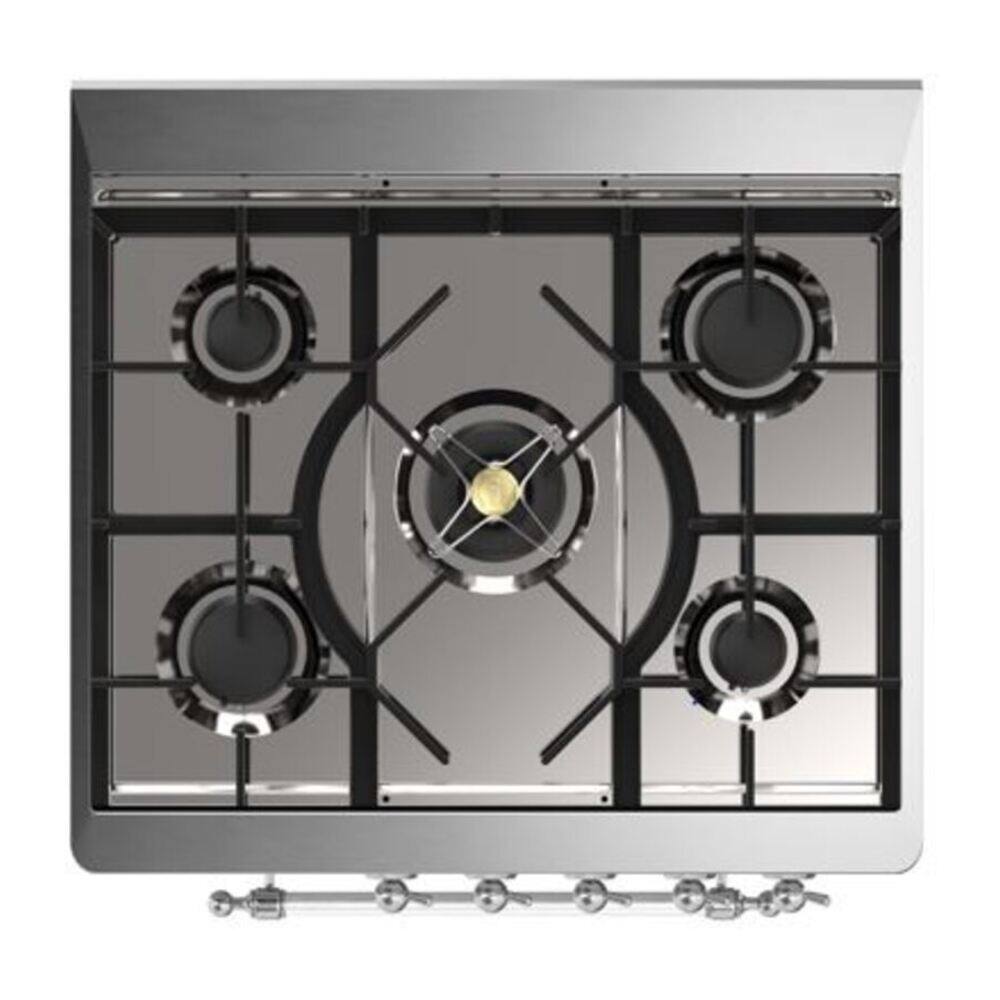 Alt View 5. ILVE - ILVE Majestic II Series  30 in. Dual Fuel Range with 5 Sealed Burners (Natural Gas, Chrome Trim) - Glossy Black.
