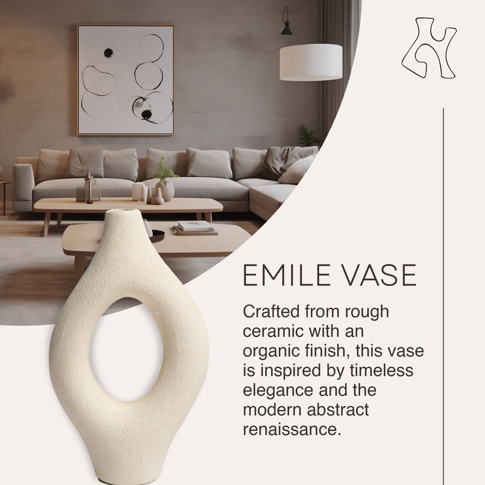 EMILE VASE

Crafted from rough ceramic with an organic finish, this vase is inspired by timeless elegance and the modern abstract renaissance.