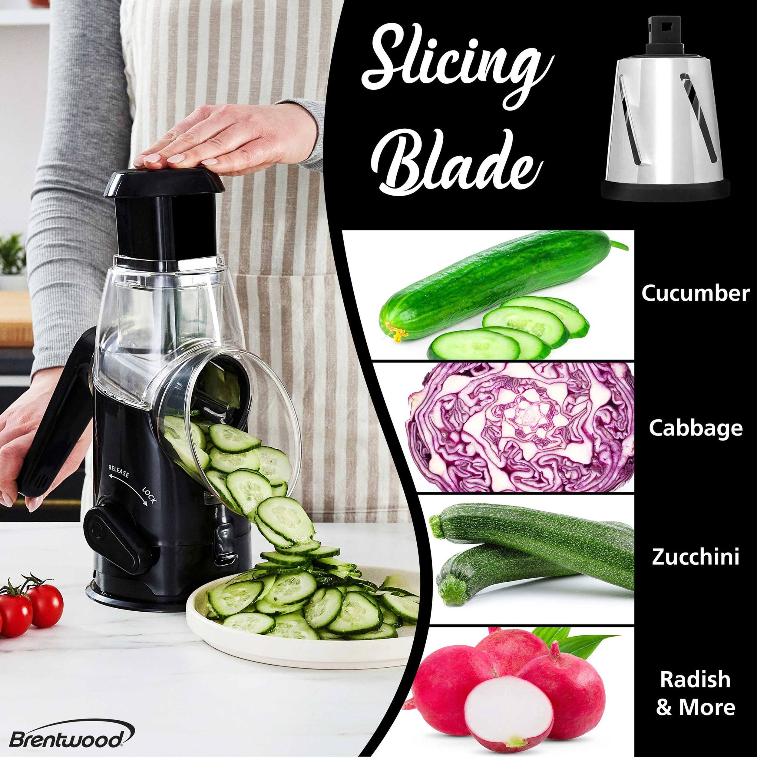 Slicing Blade  
Cucumber  
Cabbage  
Zucchini  
Radish & More  
VELRASE LOCK  
Brentwood