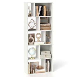 Costway - 1 PCS 63" Tall Floor Standing Open Bookshelf with 10 Cubbies 5 Back Anti-falling Panels - White