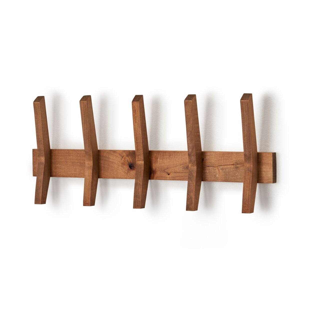 Alt View 11. TRINITY - DRAKESTONE Mid-Century Coat Rack w/ 5 Wooden Hooks Walnut - Walnut.