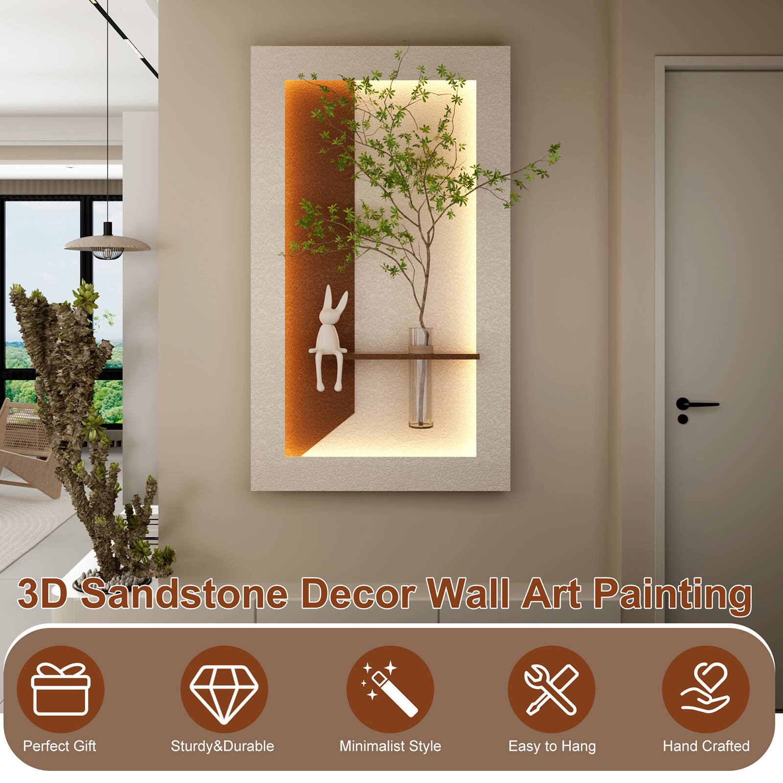 3D Sandstone Decor Wall Art Painting  
Perfect Gift  
Sturdy & Durable  
Minimalist Style  
Easy to Hang  
Hand Crafted