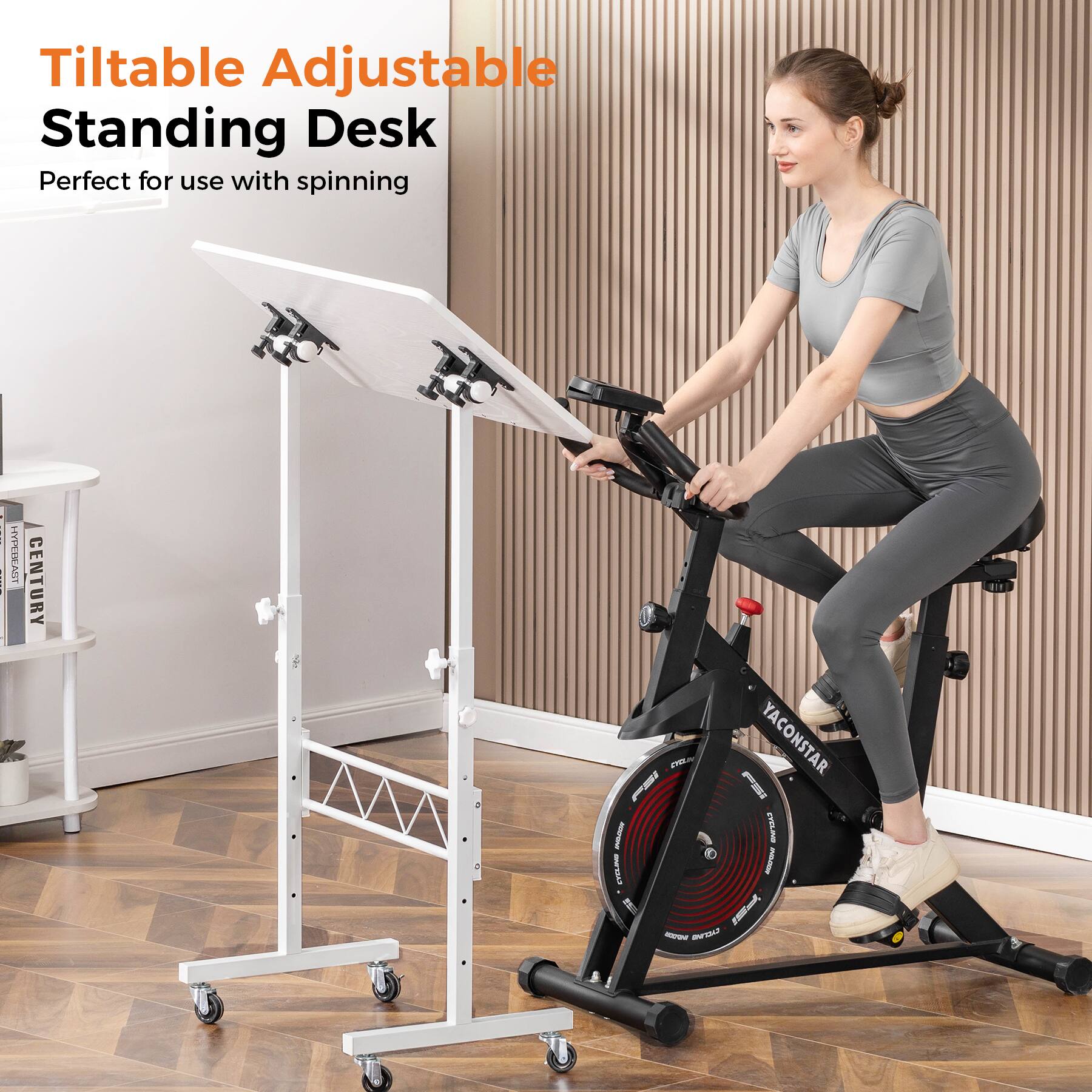 Tiltable Adjustable Standing Desk Perfect for use with spinning VACONSTAR
