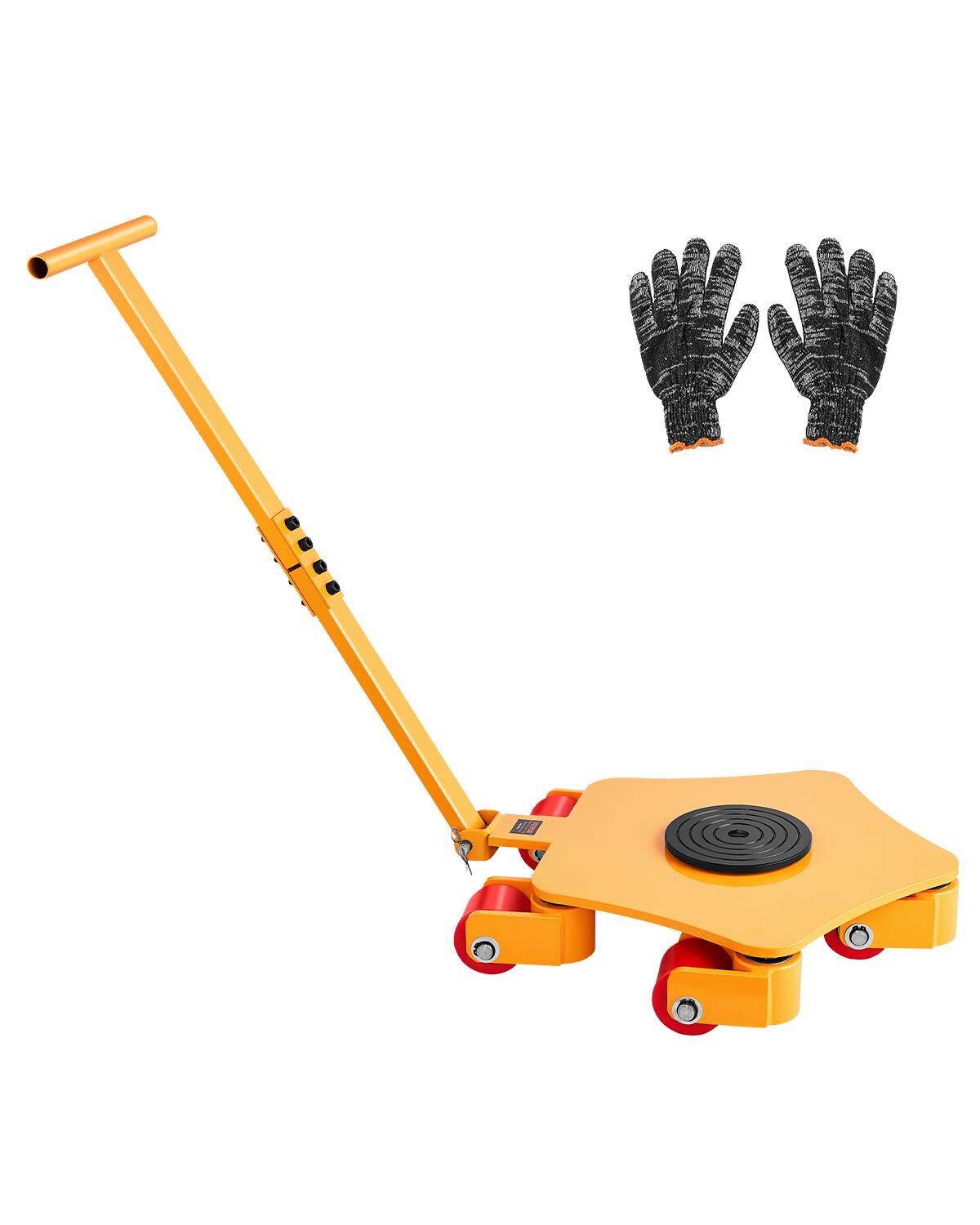 Front. VEVOR - Machine Skate, 8800 lbs Machinery Moving Skate, Machinery Mover Skate with 360° Rotation Cap and PU Swivel Rollers - Yellow.