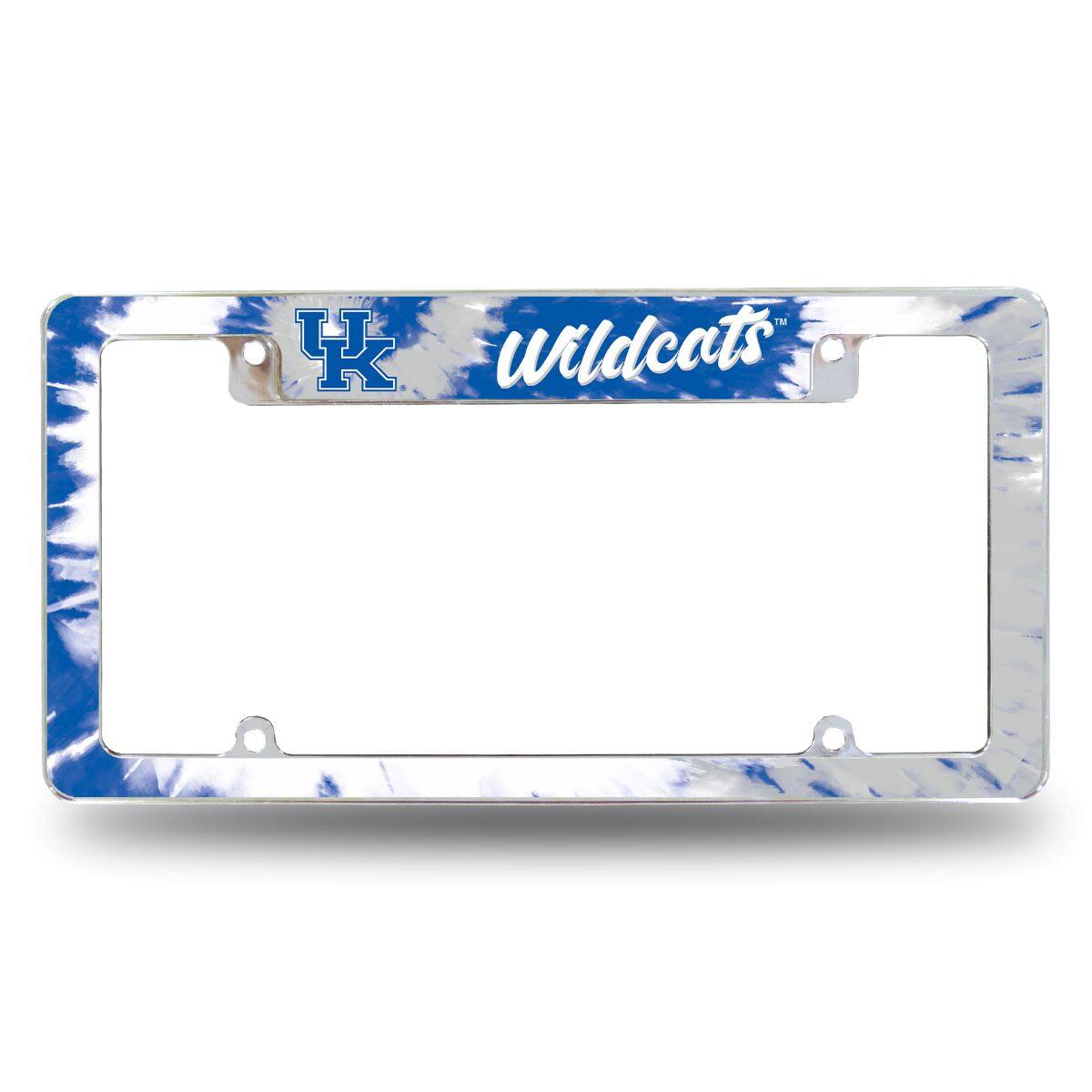 Kentucky Wildcats Chrome Metal License Plate Frame with Bold Tie Dye Design