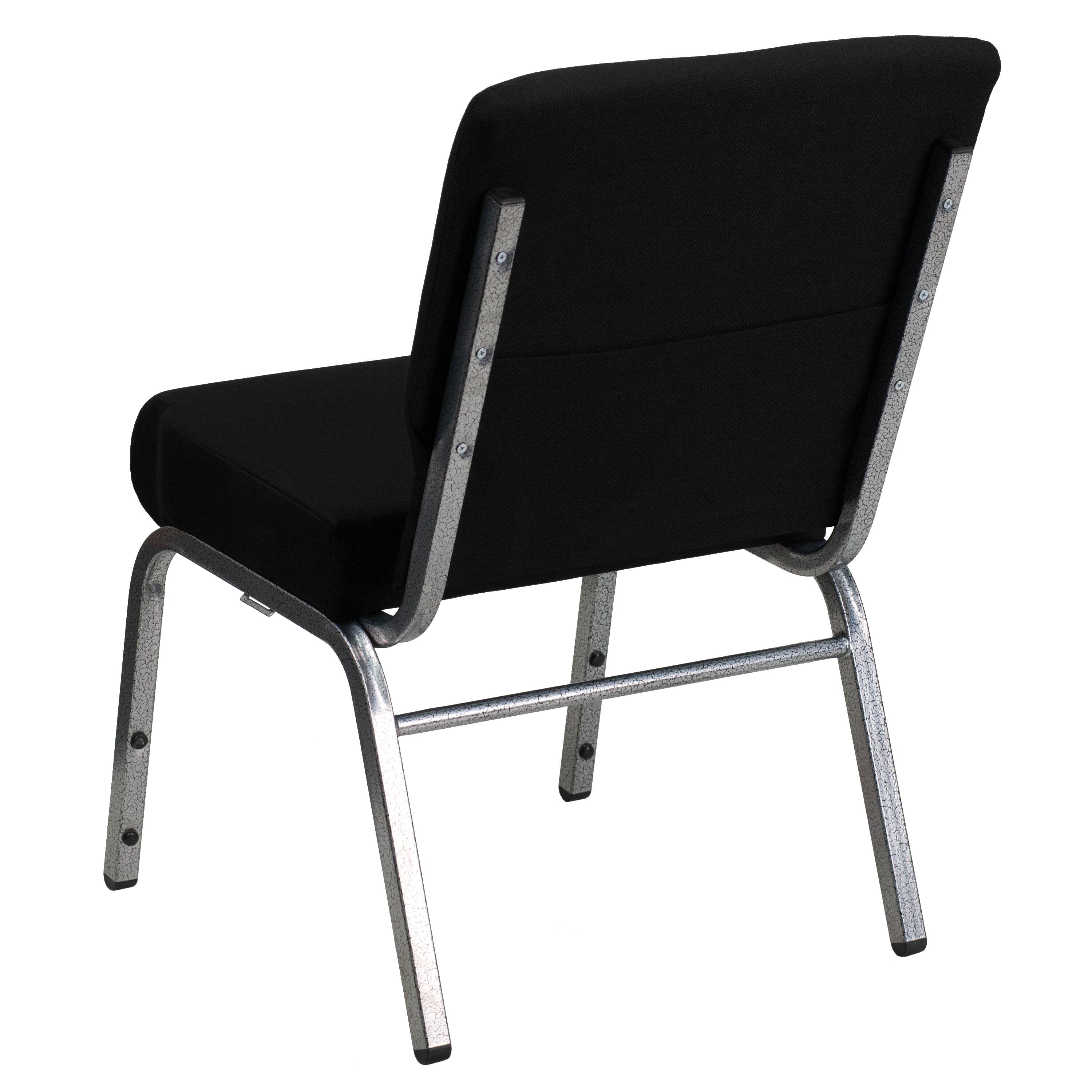 Alt View 5. Emma + Oliver - Stacking Auditorium Chair with 21" Seat - Black Fabric/Silver Vein Frame.