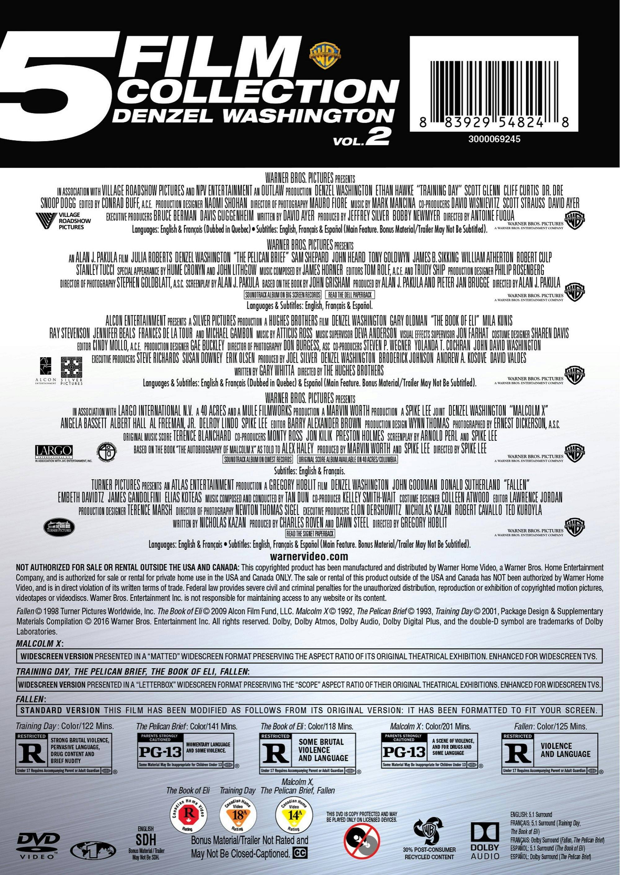 Angle. Denzel Washington 5-film Collection - Volume 2 (Box Set) [DVD].