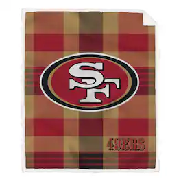 Pegasus - San Francisco 49ers 60- x 70- Plaid Steel Ultra Cozy Sherpa Blanket - Multicolor
