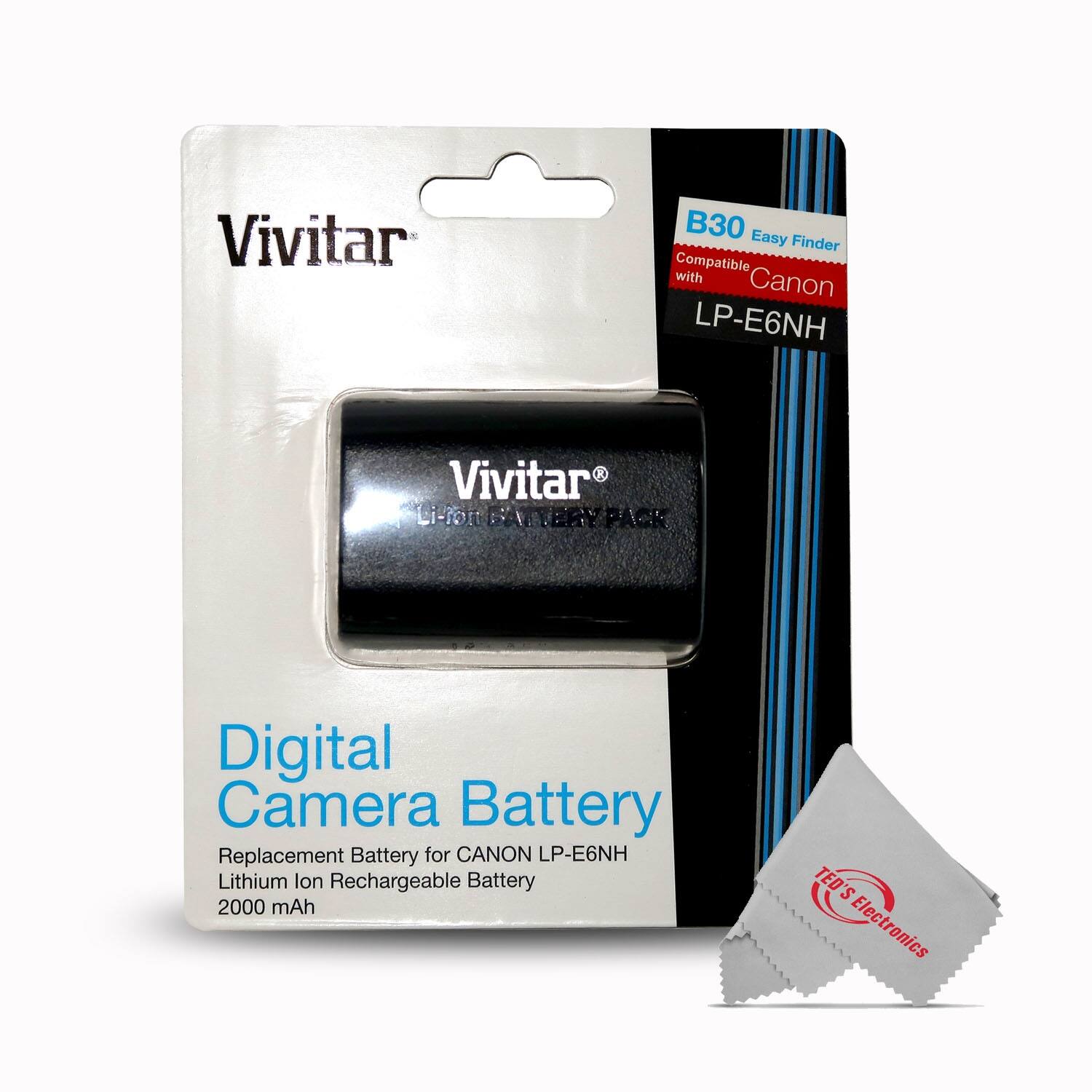 Vivitar B30 Easy Finder Compatible with Canon LP-E6NH Vivitar Li-ion Battery Pack Digital Camera Battery Replacement Battery for CANON LP-E6NH Lithium Ion Rechargeable Battery 2000 mAh TED'S Electronics