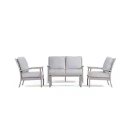 Yardbird® - Eden Loveseat Set with Fixed Chairs - Silver