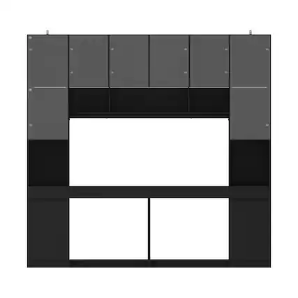 Front. Famapy - Famapy Home Office Computer Desk Integrated Glass Hutch 3 - Color Adjustable Lighting - Black.