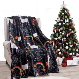Noble House - Plazatex Holyday Micro plush Decorative All Season Color 50" X 60" Throw Blanket - Black