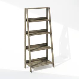 Furinno - Ladder Bookcase, Bookshelf, Display Shelf, 5-Tier, French Oak - French Oak