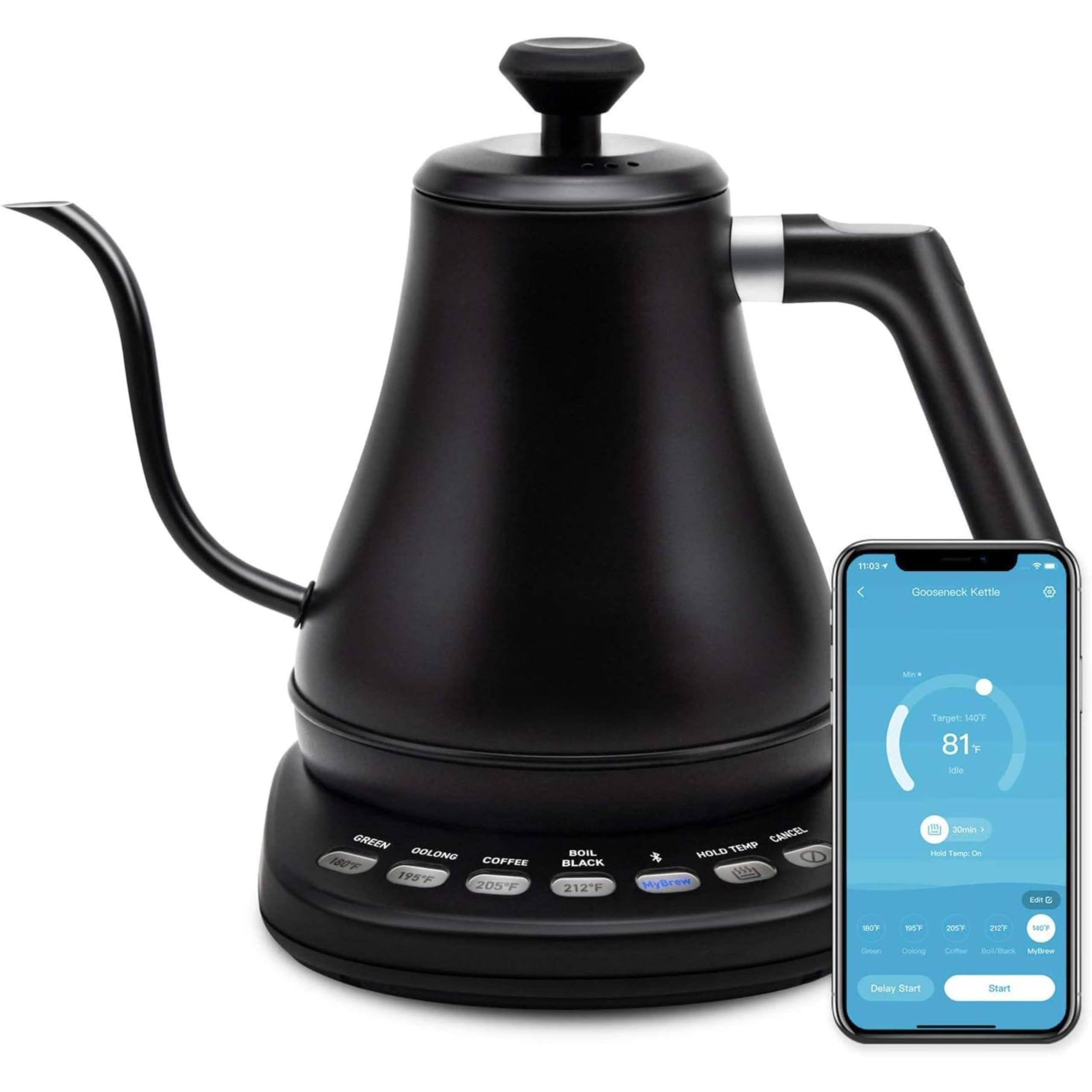 Dapper Styles - Electric Gooseneck Kettle Smart With Variable Temperature Control Pour Over Coffee & Tea Maker Stainless St - Matte Black-0.8 Quarts