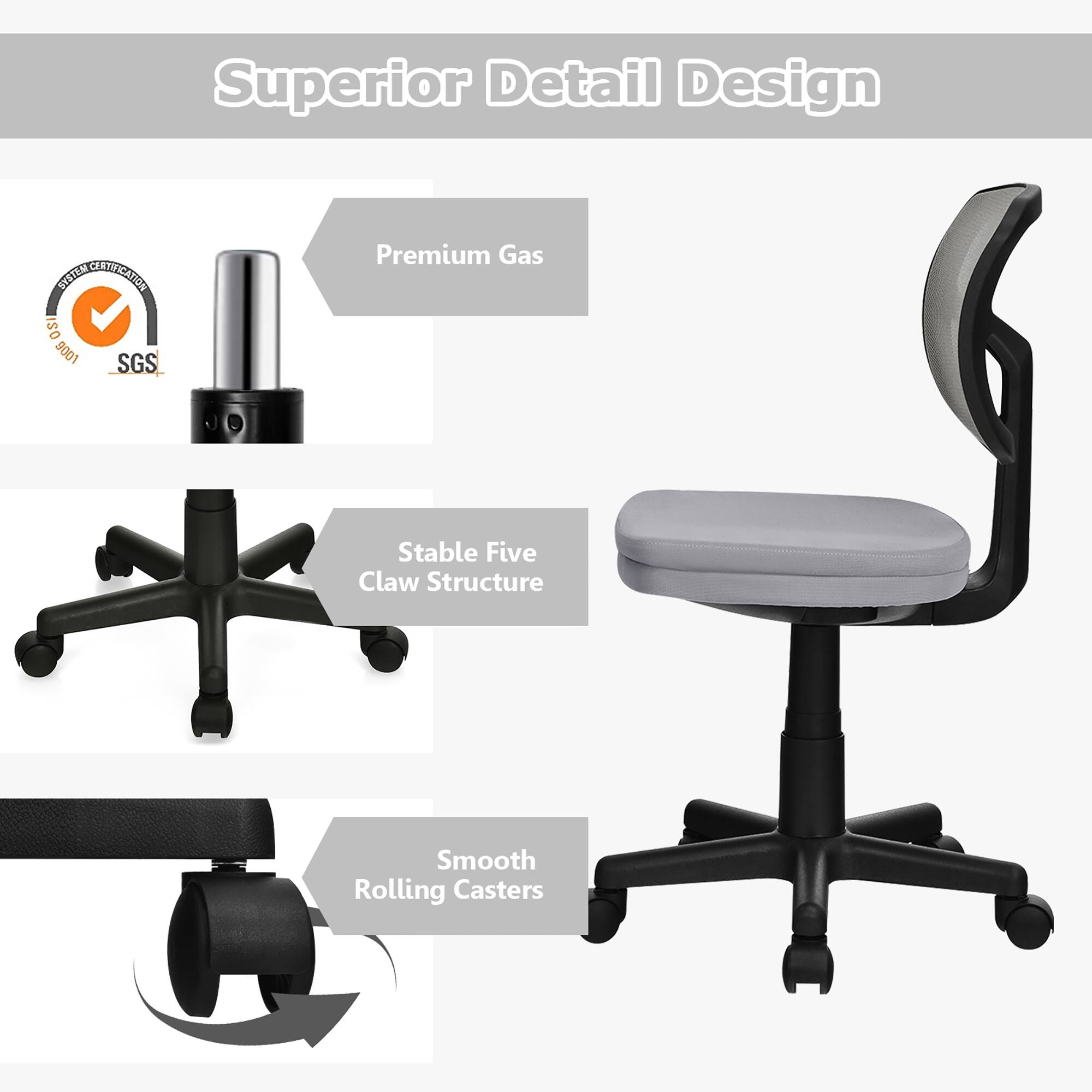 Superior Detail Design is a company that offers premium gas chairs with a stable five claw structure and smooth rolling casters. The chairs are designed with superior detail and are certified by NSIEN and SGS, ensuring quality and safety.