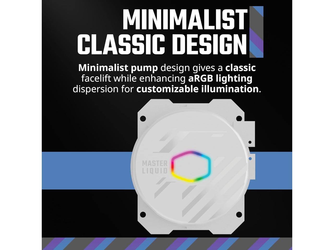 MINIMALIST CLASSIC DESIGN

Minimalist pump design gives a classic facelift while enhancing aRGB lighting dispersion for customizable illumination.

MASTER LIQUID