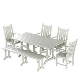 WestinTrends - Malibu 6 Piece Outdoor Patio Dining Set Outdoor Table and Bench Armchair Set - Sand