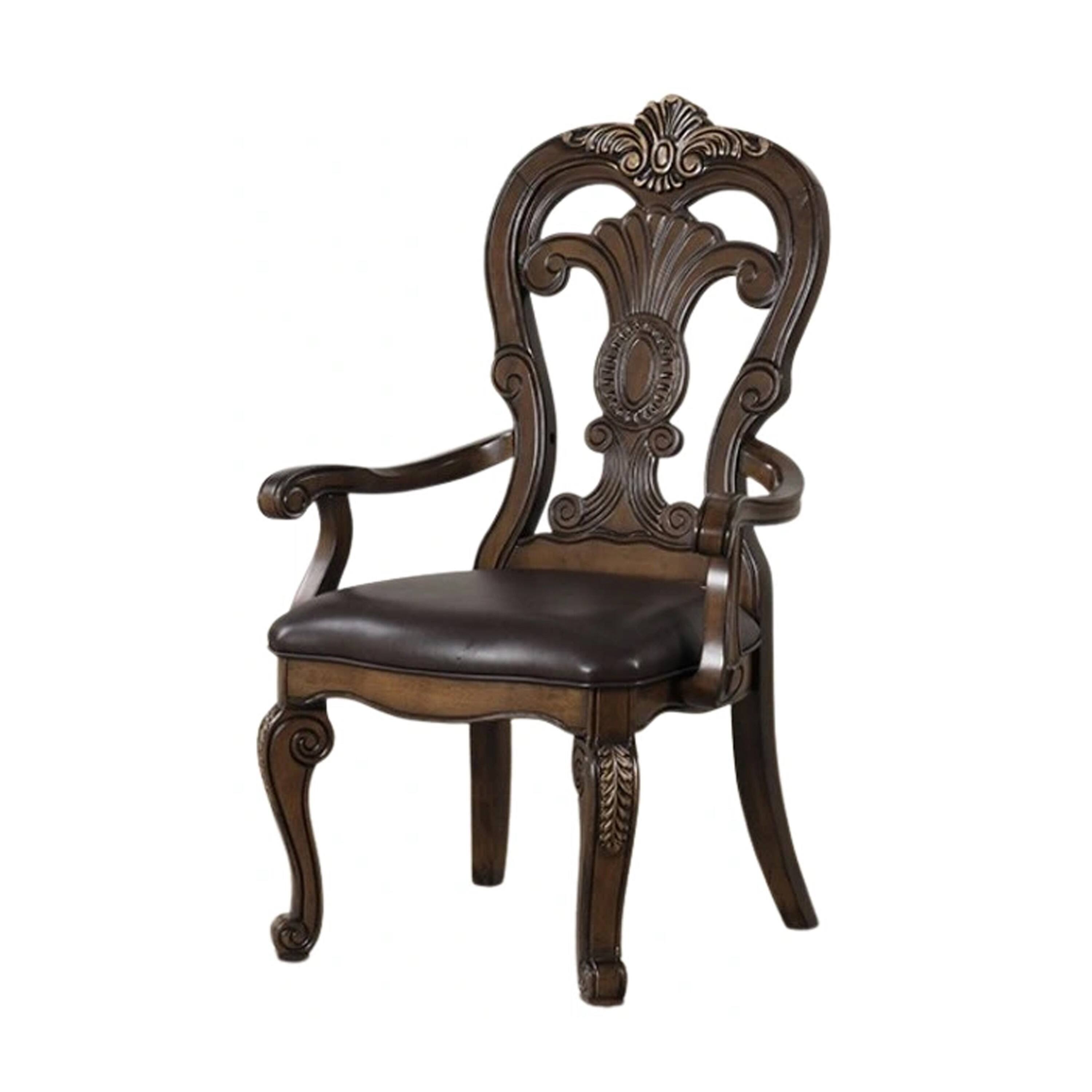 Alt View 1. Manhattan Lane - Leova Armchair Set of 2, Ornate Corbels - Dark Brown.