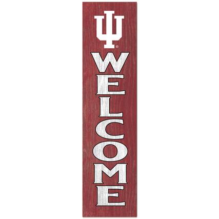 Front. Jardine - Indiana Hoosiers 12'' x 48'' Welcome Outdoor Leaner - Red.