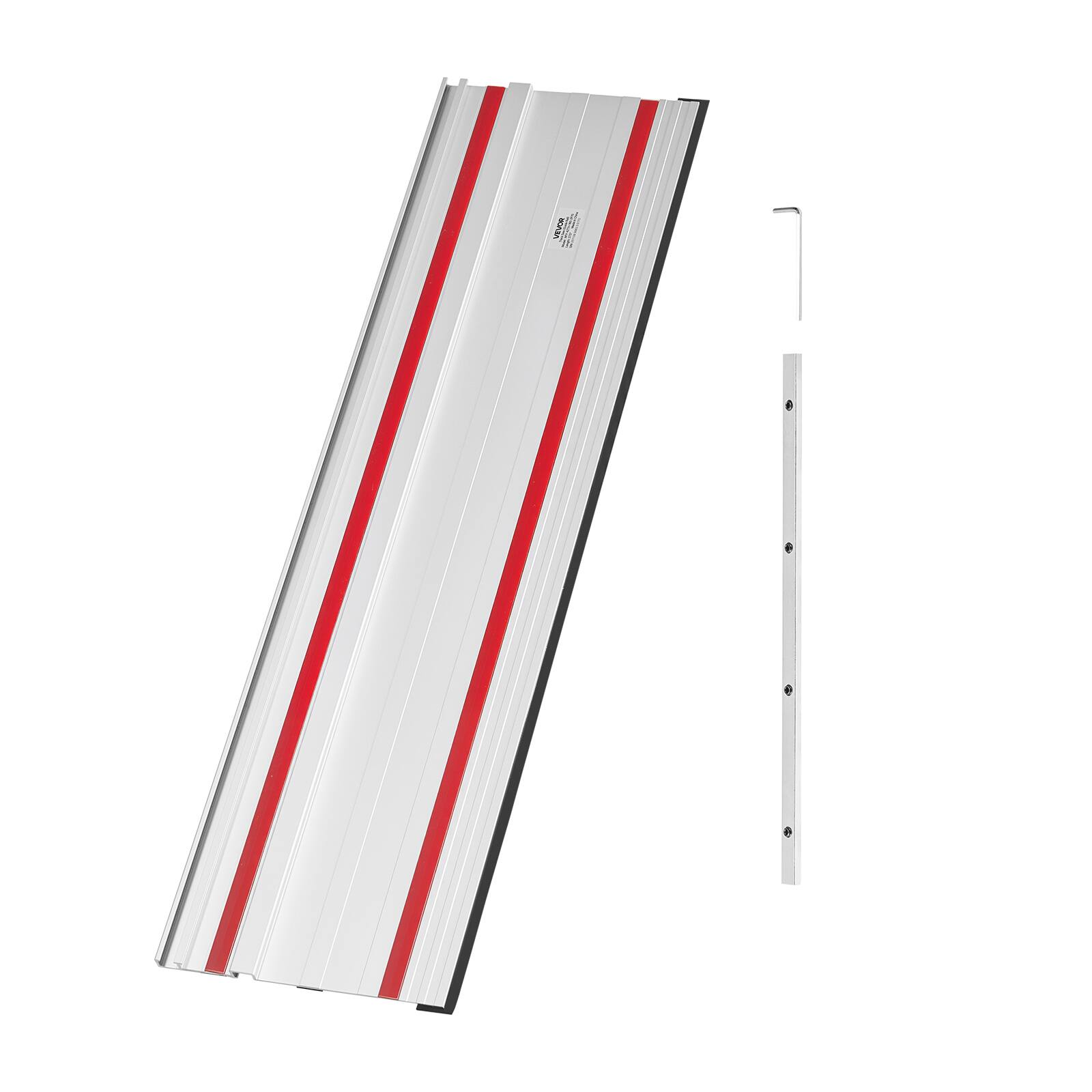 Alt View 5. VEVOR - Track Saw Guide Rail, 55-Inch Cutting Range, Kit Includes 2 x 27.5 in Aluminum Extruded Guide Rails and 1 Connector - Silver.