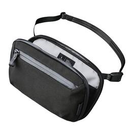 ALPAKA - Tech Organizer Sling Bag 1.5L with Strap, Accordion Opening, 9 Pockets, Fits Kindle, Weatherproof Fabric, YKK Zippers - Black Axoflux 600D